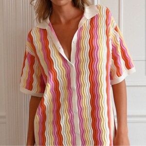 YLLW The Label Felix Knit Striped Mini Dress in Sorbet Size S/M